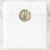 Gouden Metallic Bruiloft Monogram Envelop Afdichti Ronde Sticker (Tas)
