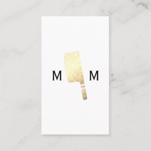 Gouden Metallic Butcher Knife Monogram Visitekaartje