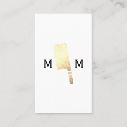 Gouden Metallic Butcher Knife Monogram Visitekaartje (Voorkant)
