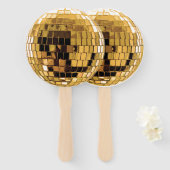 Gouden Metallic Disco Bal Handwaaier (Voorkant en achterkant)