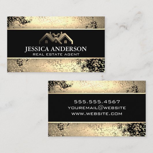 Gouden Metallic Eigendom Logo | Gouden Kwast Spikk Visitekaartje (Voorkant / Achterkant)