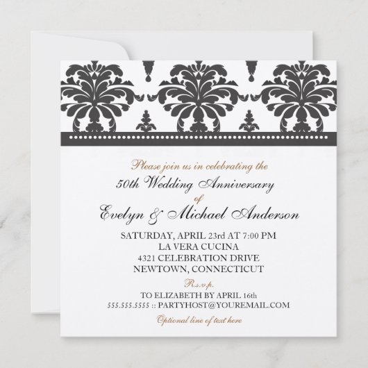 Gouden Metallic Elegante 50e Verjaardagsfeest Kaart (Voorkant)