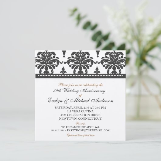 Gouden Metallic Elegante 50e Verjaardagsfeest Kaart (Staand voorkant)