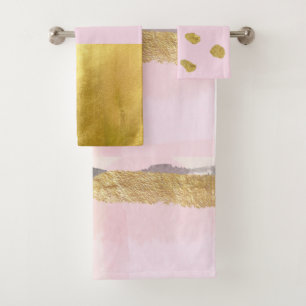 Gouden metallic en roze art deco Badset Bad Handdoek