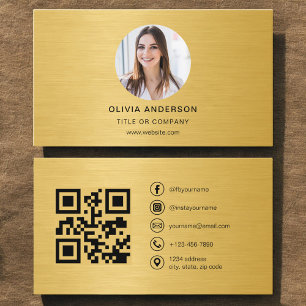 Gouden Metallic Foto met QR-code Social Media Visitekaartje