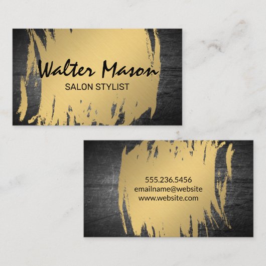 Gouden Metallic geborsteld | Gekrabd metaal Visitekaartje (Voorkant / Achterkant)