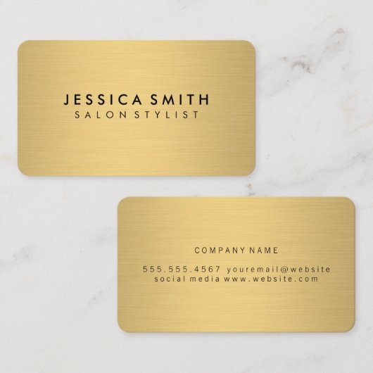 Gouden Metallic Geborstelde Achtergrond Visitekaartje (Voorkant / Achterkant)