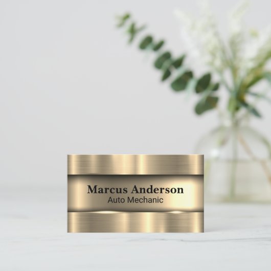 Gouden Metallic Geborstelde Achtergrond Visitekaartje (Staand voorkant)