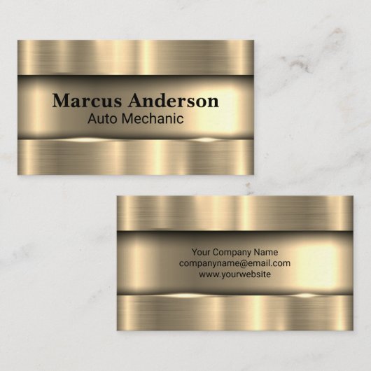 Gouden Metallic Geborstelde Achtergrond Visitekaartje (Voorkant / Achterkant)