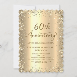 Gouden Metallic Glitter 60ste Huwelijksverjaardag Kaart