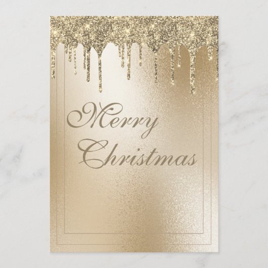 Gouden Metallic Glitter Druppel Elegante Kerstmis Feestdagenkaart (Voorkant)