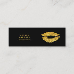 Gouden metallic lippen op zwarte glam make-up arti mini visitekaartje
