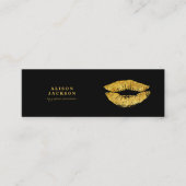 Gouden metallic lippen op zwarte glam make-up arti mini visitekaartje (Voorkant)