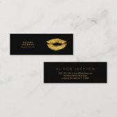 Gouden metallic lippen op zwarte glam make-up arti mini visitekaartje (Voorkant / Achterkant)