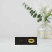 Gouden metallic lippen op zwarte glam make-up arti mini visitekaartje (Staand voorkant)