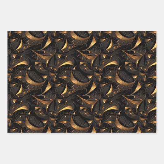 Gouden Metallic look Fractal ontwerpen Inpakpapier Vel (Voorkant 3)