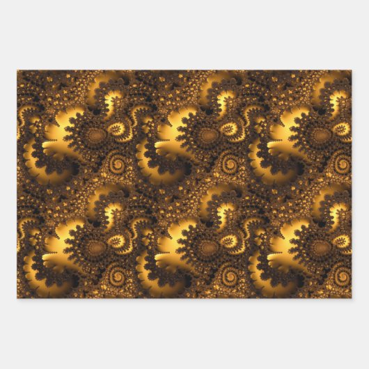 Gouden Metallic look Fractal ontwerpen Inpakpapier Vel (Voorkant 2)