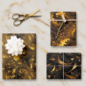 Gouden Metallic look Fractal ontwerpen Inpakpapier Vel