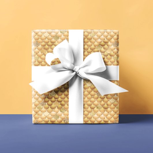 Gouden Metallic Look Zeemeermin Schalen Cadeaupapier