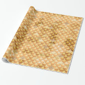 Gouden Metallic Look Zeemeermin Schalen Cadeaupapier (Uitgerold)