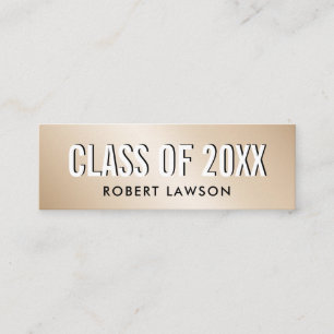 Gouden Metallic Luxe Klas Afstudeer Naamkaart Mini Visitekaartje