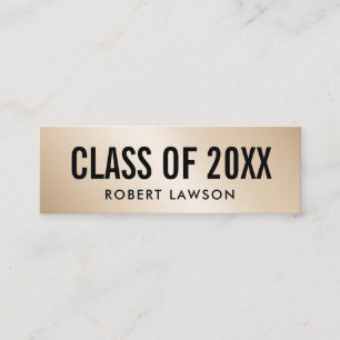 Gouden Metallic Luxe Klas Afstudeer Naamkaart Mini Visitekaartje