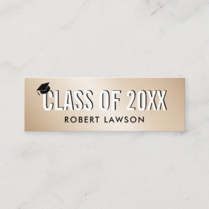 Gouden Metallic Luxe Klasse Afstudeercap Naamkaart Mini Visitekaartje