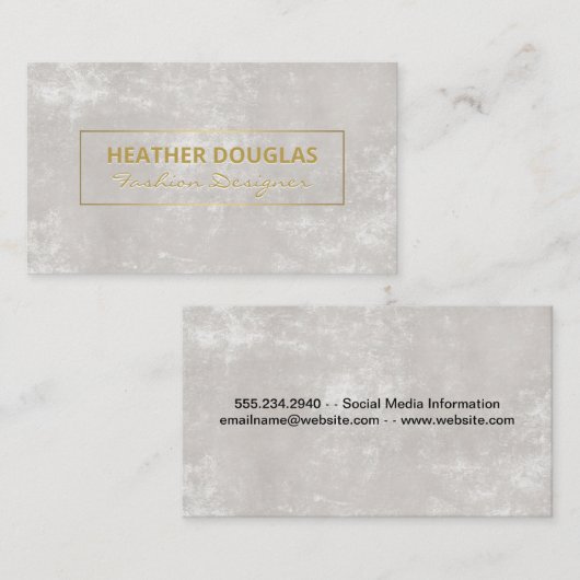 Gouden Metallic Moderne Chic Textuur Visitekaartje (Voorkant / Achterkant)