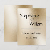 Gouden Metallic Moderne Elegante Stijlvolle Save The Date (Voorkant / Achterkant)