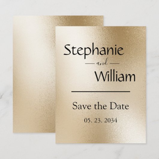 Gouden Metallic Moderne Elegante Stijlvolle Save The Date (Voorkant / Achterkant)