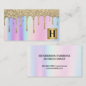 Gouden Metallic Monogram | Glitter Drip | Iridesce Visitekaartje (Voorkant / Achterkant)