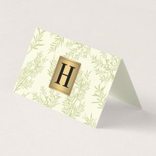 Gouden Metallic Monogram   Jeneverbes Tak Visitekaartje