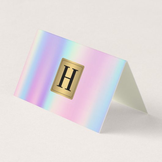 Gouden Metallic Monogram | Regenboog Metallic Blen Visitekaartje (Voorkant)