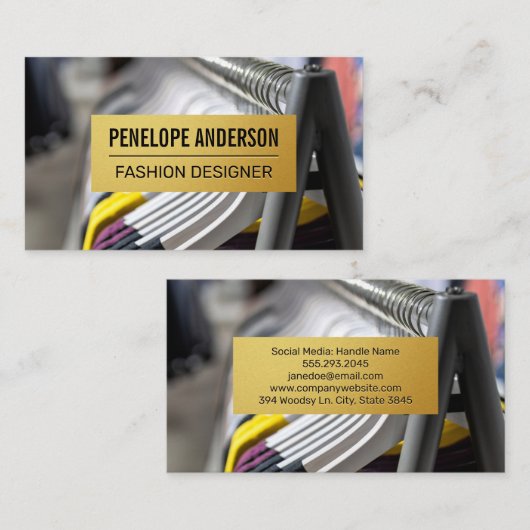 Gouden Metallic Patroon | Hangende Kledingrek Visitekaartje (Voorkant / Achterkant)