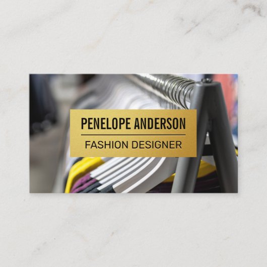 Gouden Metallic Patroon | Hangende Kledingrek Visitekaartje (Voorkant)