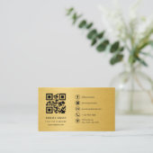 Gouden Metallic Professionele Bedrijfslogo QR-code Visitekaartje (Staand voorkant)