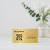 Gouden Metallic QR Code Minimalistische Profession Visitekaartje (Staand voorkant)