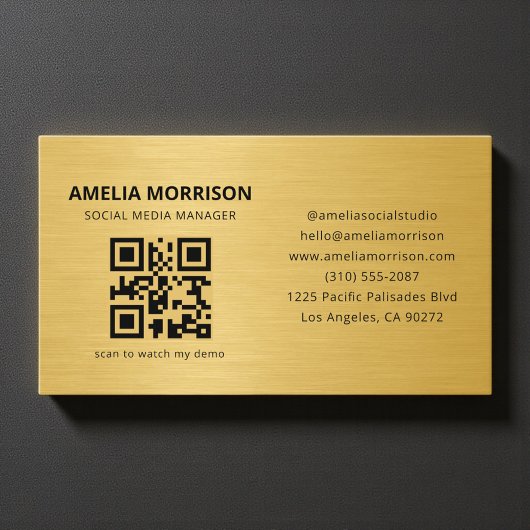 Gouden Metallic QR Code Minimalistische Profession Visitekaartje