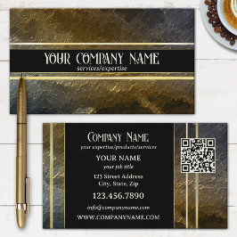 Gouden Metallic QR Professioneel Ontwerp Visitekaartje