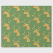 Gouden Metallic Rendier Rudolph Holiday Christmas Cadeaupapier (Vlak)