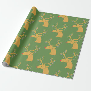 Gouden Metallic Rendier Rudolph Holiday Christmas Cadeaupapier
