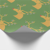 Gouden Metallic Rendier Rudolph Holiday Christmas Cadeaupapier (Hoek)