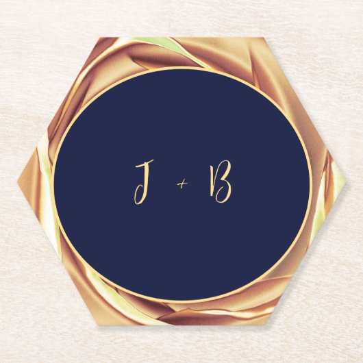 Gouden Metallic Roos Print Papieren Onderzetter (Voorkant)