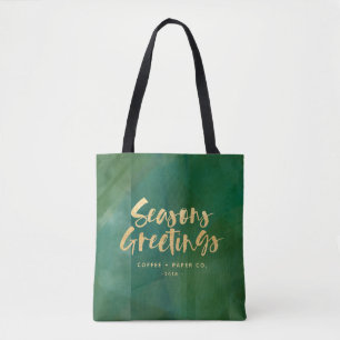 Gouden metallic seizoenen groeten corporate canvas tote bag