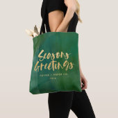 Gouden metallic seizoenen groeten corporate canvas tote bag (Dichtbij)