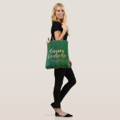 Gouden metallic seizoenen groeten corporate canvas tote bag (Op model)