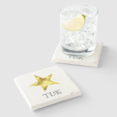 Gouden metallic ster stijlvolle gepersonaliseerde  stenen onderzetter (Zijkant)