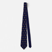 Gouden Metallic Stier Monogram Beginletters Blauw Stropdas (Voorkant)
