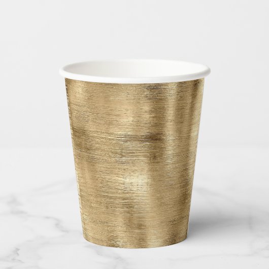 Gouden metallic textuur rustieke shimmer stijlvol papieren bekers (Achterkant)
