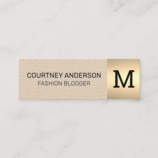 Gouden Metallic Trim | Luxe leder | Monogram Mini Visitekaartje (Voorkant)